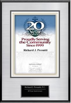 20 Year Anniversary | Proudly Serving the Community Since 1999 | Richard J. Presutti