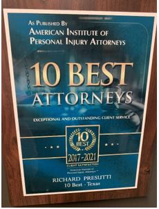 As Published By American Institute of Personal Injury Attorneys | 10 Best Attorneys | Richard Presutti