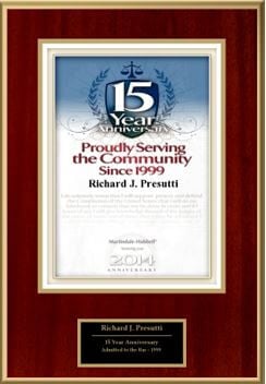 15 Year Anniversary | Proudly Serving the Community Since 1999 | Richard J. Presuitti