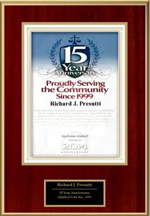 15 Years | Proudly Serving the Community Since 1999 | Richard J. Presutti